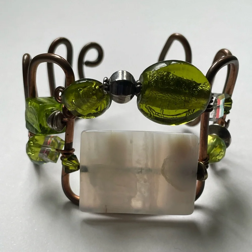 Copper Wire Work Beaded Bracelet